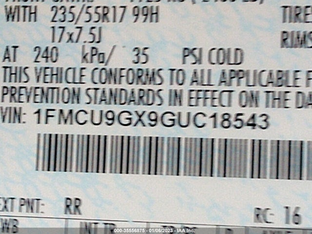 2016 Ford Escape, VIN: 1FMCU9GX9GUC18543