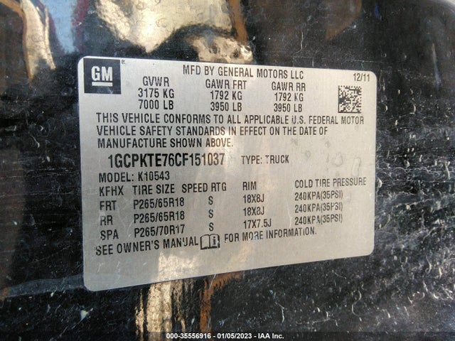 2012 CHEVROLET SILVERADO 1500 LTZ VIN: 1GCPKTE76CF151037