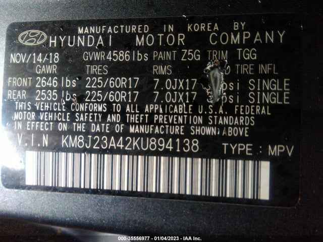 2019 Hyundai Tucson, VIN: KM8J23A42KU894138
