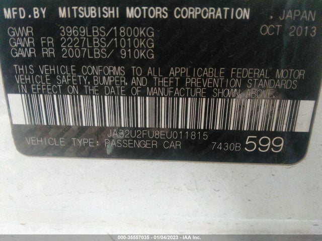JA32U2FU8EU011815 Mitsubishi LANCER ES