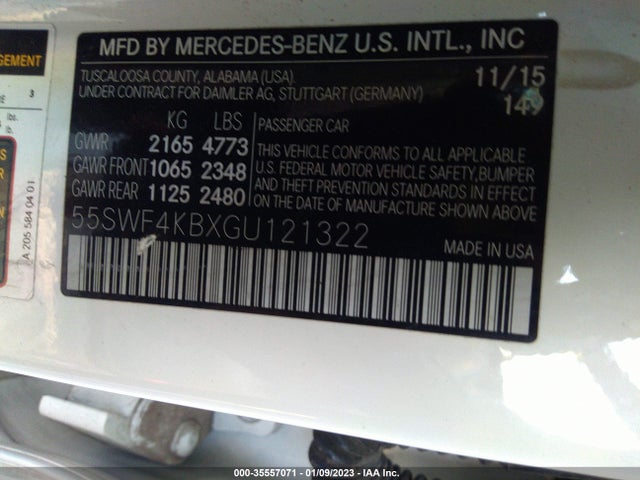 2016 Mercedes-Benz C-Class, VIN: 55SWF4KBXGU121322