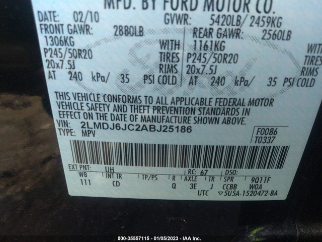 Lincoln MKX 2010 2LMDJ6JC2ABJ25186 Image 10