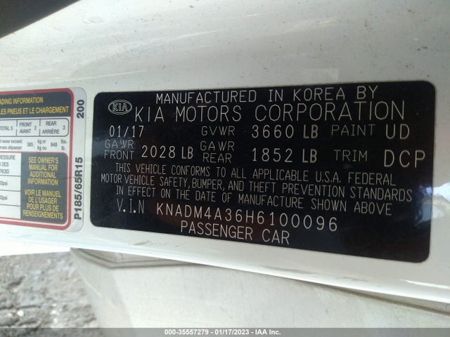 2017 Kia Rio, VIN: KNADM4A36H6100096