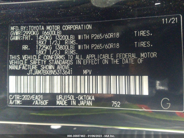 2022 Lexus GX, VIN: JTJAM7BX8N5313641