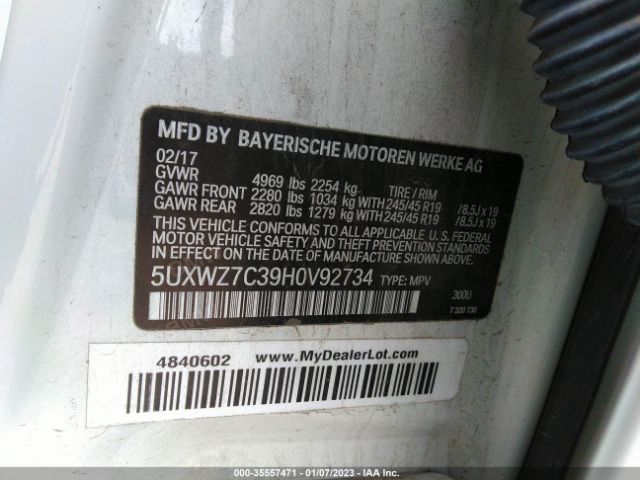 5UXWZ7C39H0V92734 BMW X3 Sdrive28i