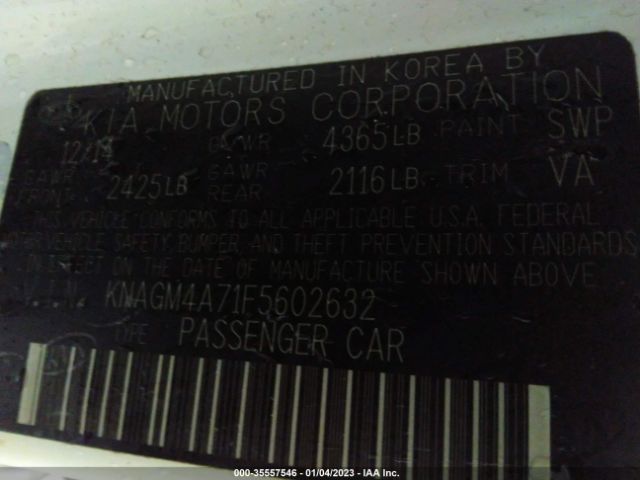 KNAGM4A71F5602632 KIA Optima Lx