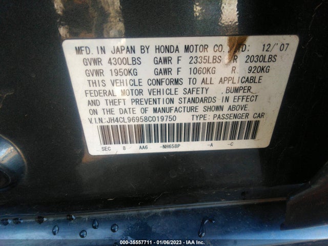 2008 ACURA TSX NAV VIN: JH4CL96958C019750