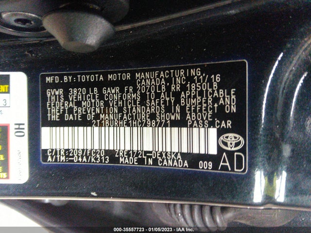 2017 Toyota Corolla, VIN: 2T1BURHE1HC798771