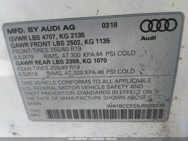 WA1BCCFS9JR029370 Audi Q3 Premium/sport Premium