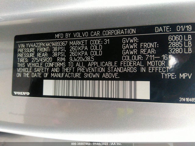 2019 Volvo XC90, VIN: YV4A22PK4K1489367