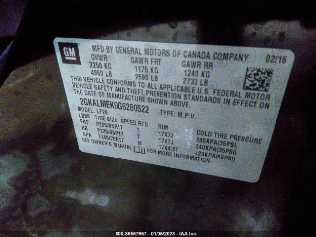2GKALMEK9G6280522 GMC Terrain Sle