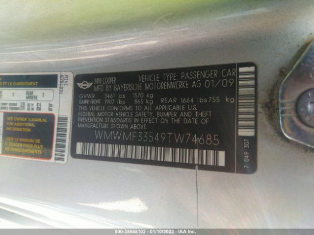 WMWMF33549TW74685 Mini COOPER HARDTOP