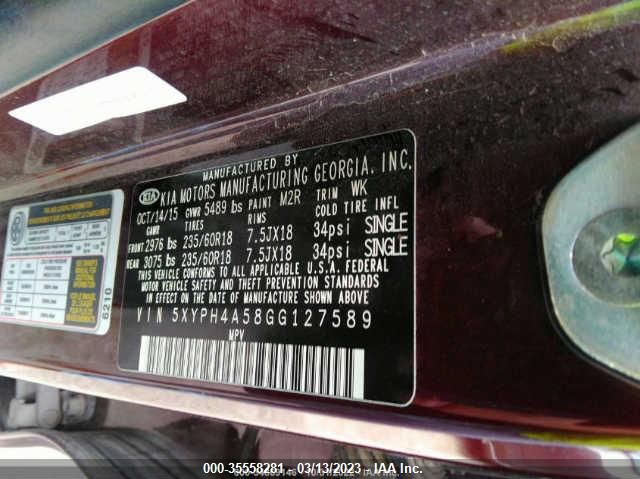 5XYPH4A58GG127589 KIA SORENTO EX