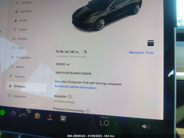 2019 Tesla 3, VIN: 5YJ3E1EA4KF325616