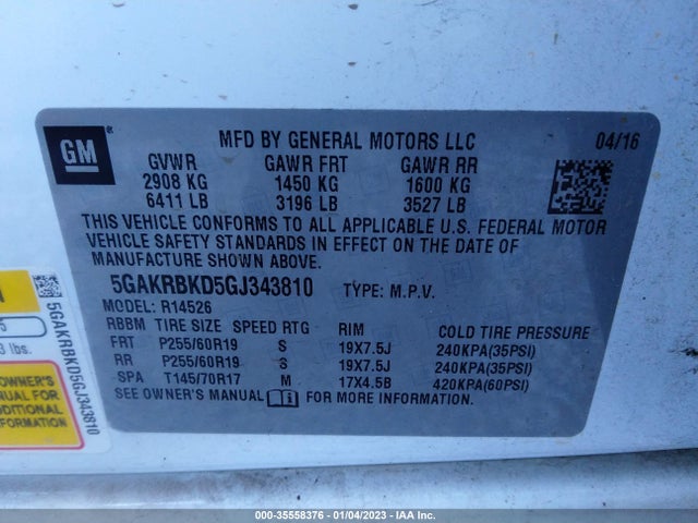 2016 Buick Enclave, VIN: 5GAKRBKD5GJ343810