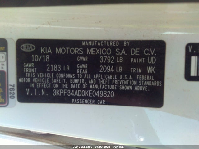 2019 Kia Forte, VIN: 3KPF34AD0KE049820