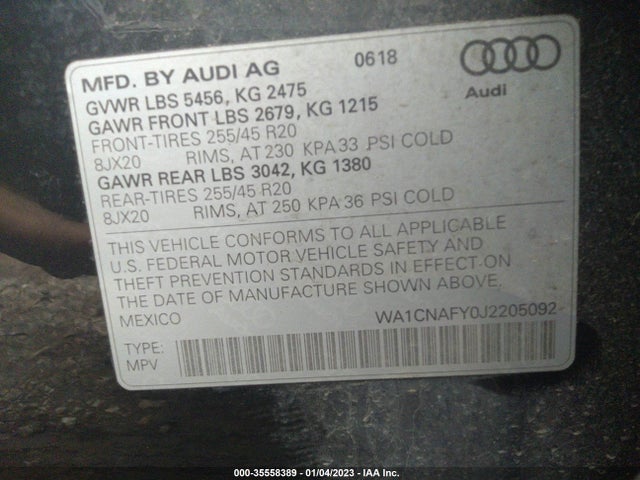 WA1CNAFY0J2205092 Audi Q5 Prestige/tech Prestige
