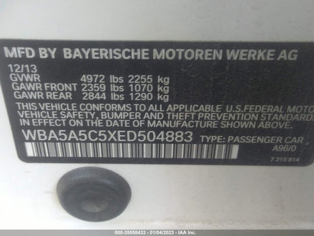 BMW 5 Series 528i 2014 WBA5A5C5XED504883 Image 9