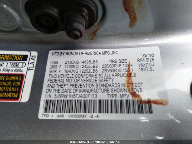 Honda CR-V 2018 5J6RW1H57JA007173 Image 9