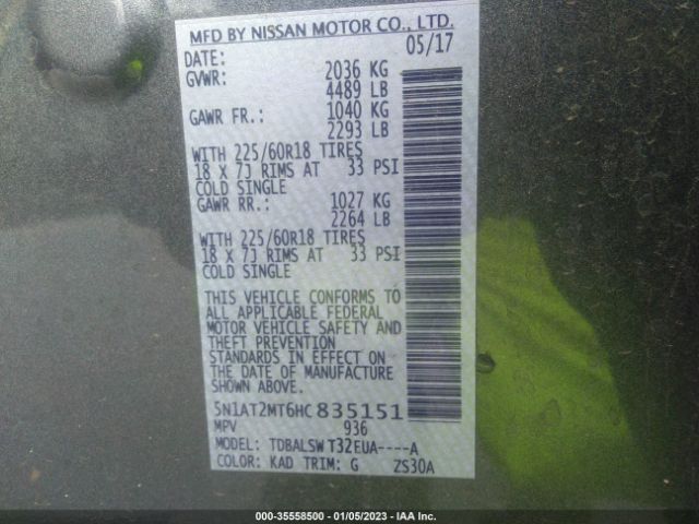 5N1AT2MT6HC835151 Nissan Rogue Sl