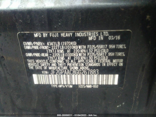 2016 Subaru Crosstrek, VIN: JF2GPAAC8GG267883