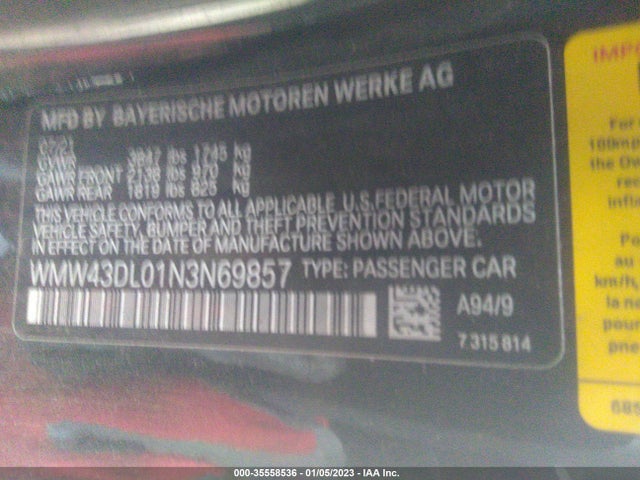 WMW43DL01N3N69857 Mini Convertible Cooper S