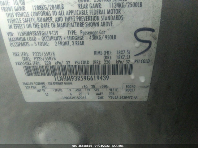 Lincoln MKS 2009 1LNHM93R59G619439 Image 10