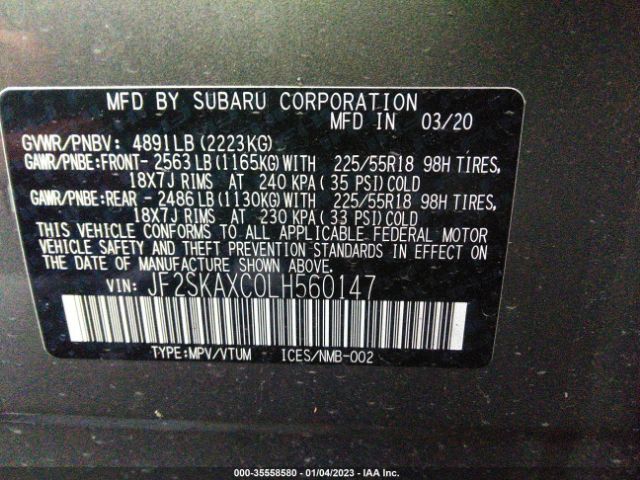 JF2SKAXC0LH560147 Subaru Forester Touring