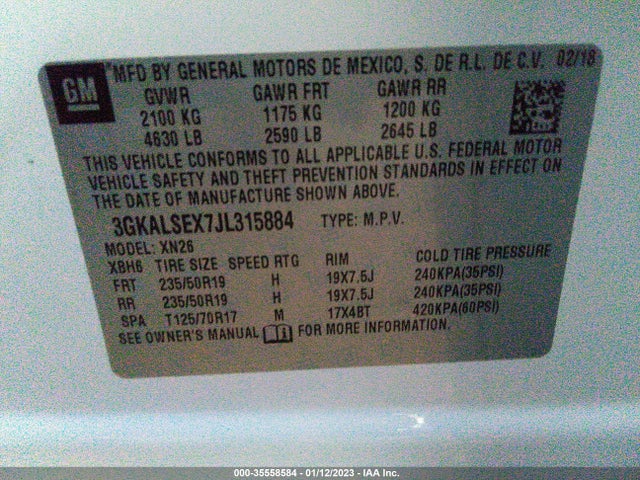 2018 GMC TERRAIN DENALI VIN: 3GKALSEX7JL315884
