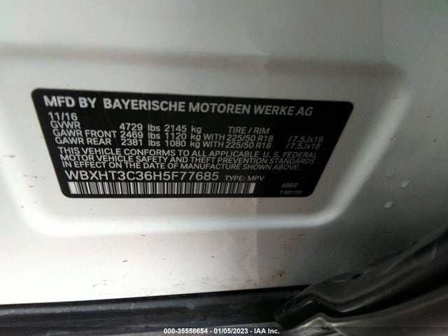 2017 BMW X1, VIN: WBXHT3C36H5F77685