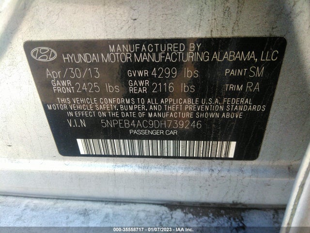 Hyundai SONATA GLS 2013 5NPEB4AC9DH739246 Image 9