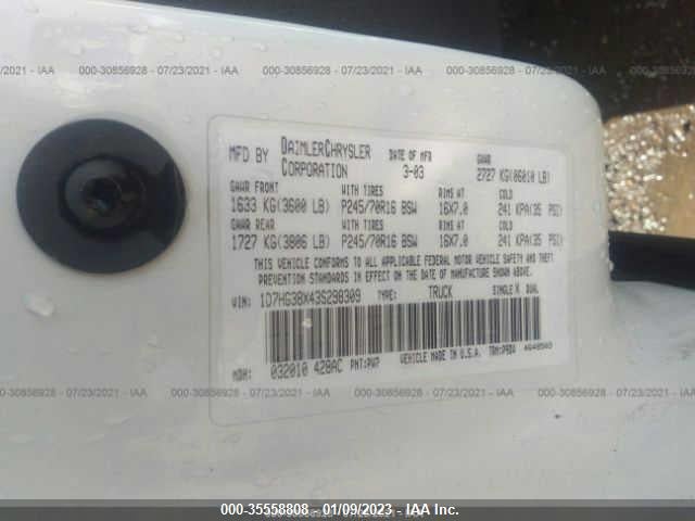 Dodge Dakota Sport 2003 1D7HG38X43S298309 Image 9