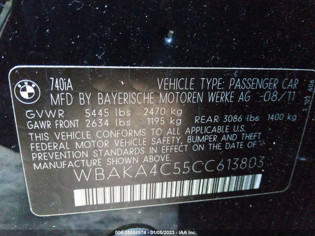 BMW 7 Series 740i 2012 WBAKA4C55CC613803 Image 10