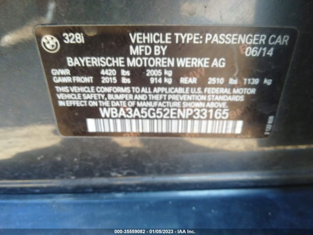 BMW 3 Series 328i 2014 WBA3A5G52ENP33165 Image 9
