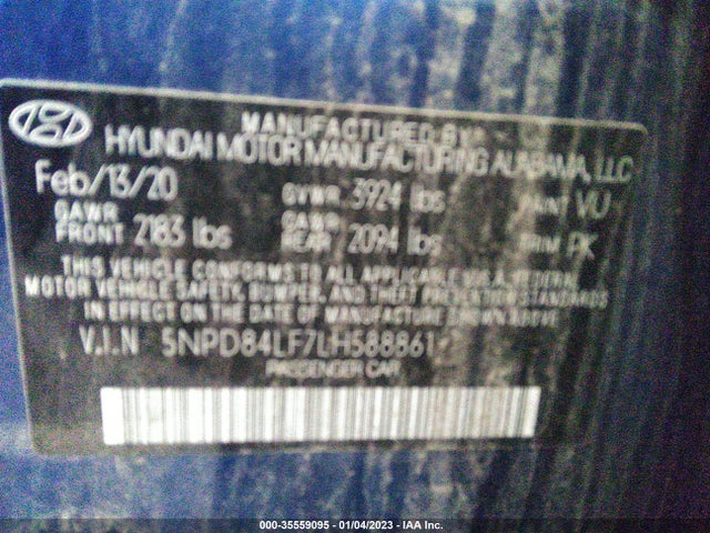 2020 Hyundai Elantra, VIN: 5NPD84LF7LH588861