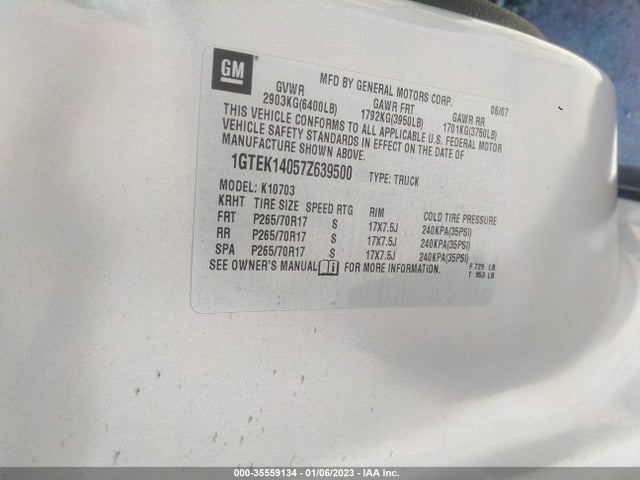 GMC SIERRA 1500 2007 1GTEK14057Z639500 Image 9