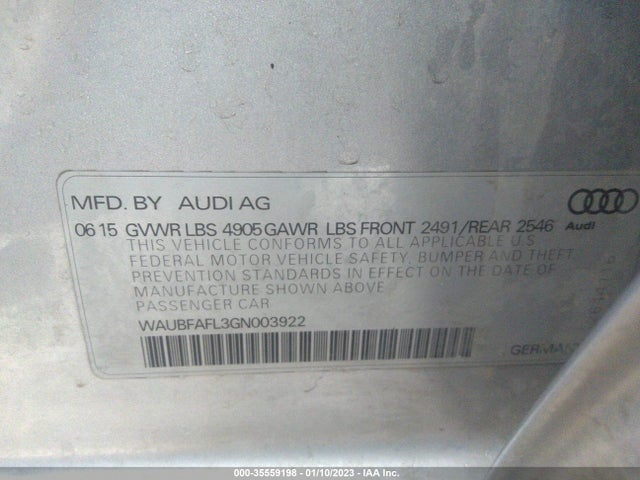 WAUBFAFL3GN003922 Audi A4 PREMIUM