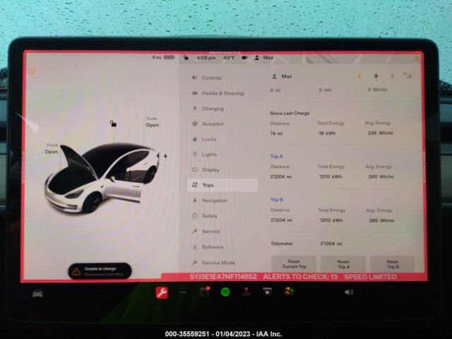 5YJ3E1EA7NF114852 Tesla MODEL 3
