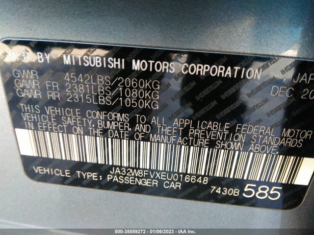 Mitsubishi Lancer Evolution Gsr 2014 JA32W8FVXEU016648 Image 11