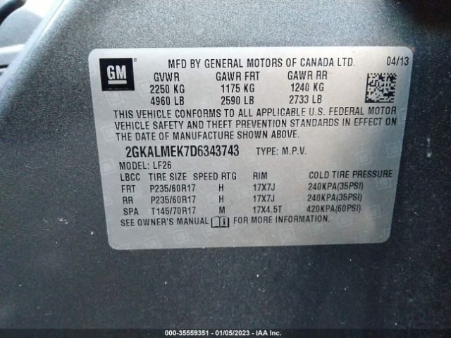 2GKALMEK7D6343743 GMC Terrain Sle
