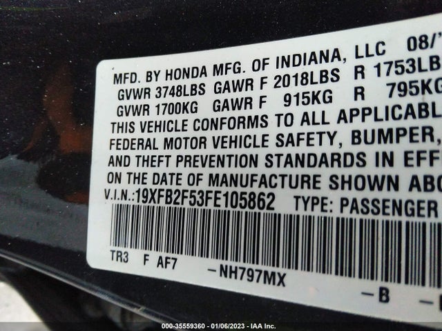 Honda Civic Sedan Lx 2015 19XFB2F53FE105862 Image 9