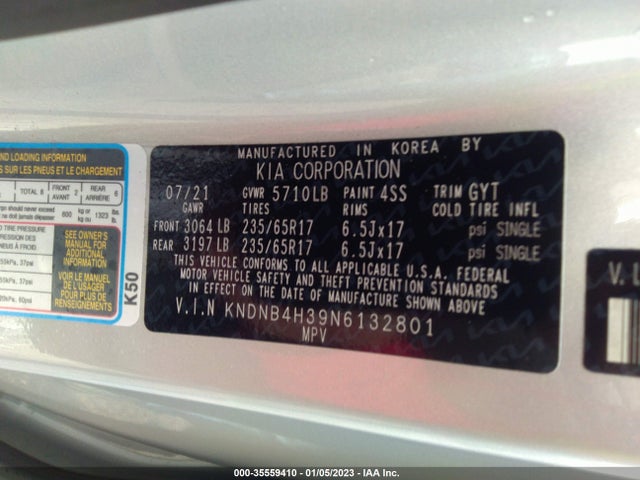 2022 Kia Carnival, VIN: KNDNB4H39N6132801
