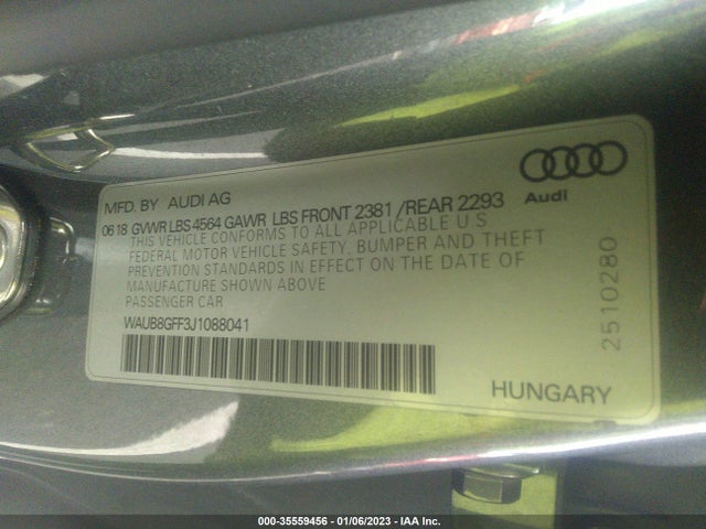 2018 Audi A3, VIN: WAUB8GFF3J1088041