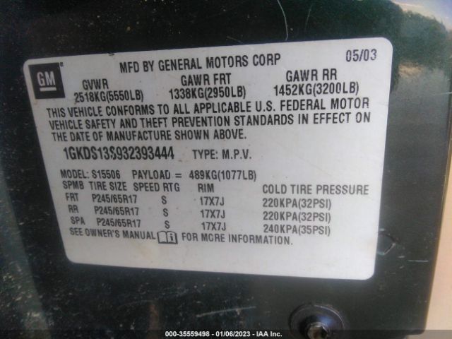 1GKDS13S932393444 GMC Envoy Sle