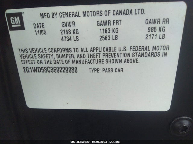 2006 CHEVROLET IMPALA  SS VIN: 2G1WD58C369229080
