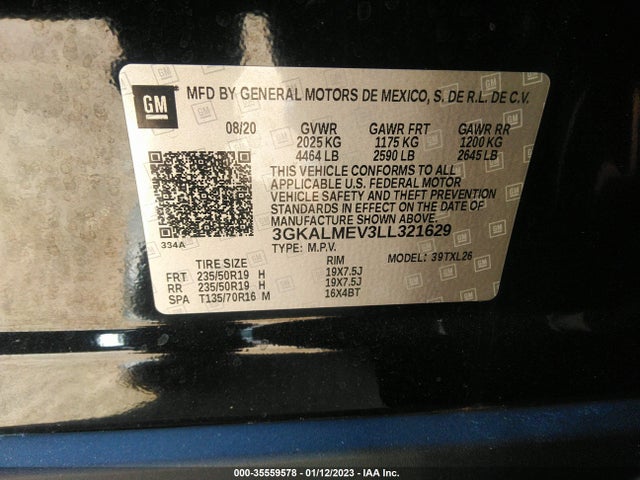2020 GMC Terrain, VIN: 3GKALMEV3LL321629