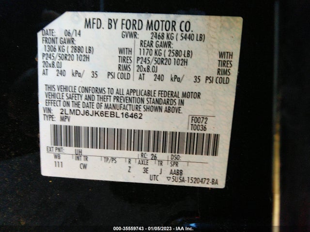 Lincoln MKX 2014 2LMDJ6JK6EBL16462 Image 10
