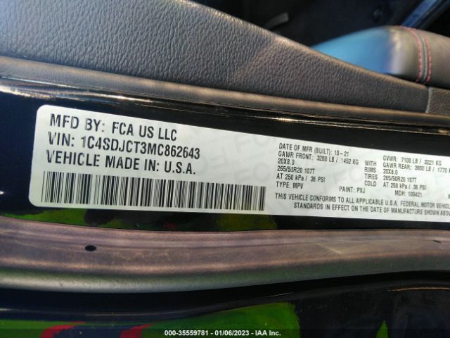 1C4SDJCT3MC862643 Dodge Durango R/t Awd