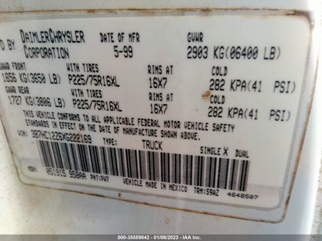Dodge RAM 1500 1999 3B7HC12Z6XG222169 Image 10
