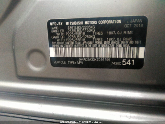JA4AD2A33KZ016795 Mitsubishi Outlander Es